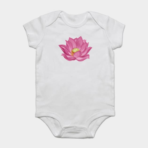 Pink Lotus Blossom Digital Art Baby Bodysuit by H. R. Sinclair